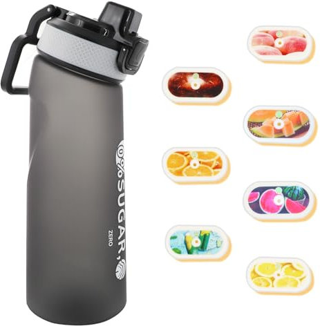Isslance Air Gourde avec Up Original Pods 7 Goûts dosettes aromatiques, 700 ml Air Bouteille Tritan Up sans BPA, Air Starter Set Up Bouteilles 0 Tasse de sucre (noir)