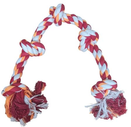 Lettuce Eat® Extra Large 5-Knot Dog Rope Toy for Aggressive Chewers 82CM Cotton Long Heavy Duty Dog Teething Chew Toy for Puppy Large Breeds Dogs Almost Indestructible