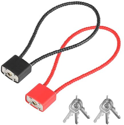 2 Pcs Outdoor Long Padlock with Keys, Wheelie Bin Locks, Cable Lock for Cabinets, Gates, Bicycles, Motorcycles, Suitcases, Suitcases, Fitness Cabinet(Black and Red)
