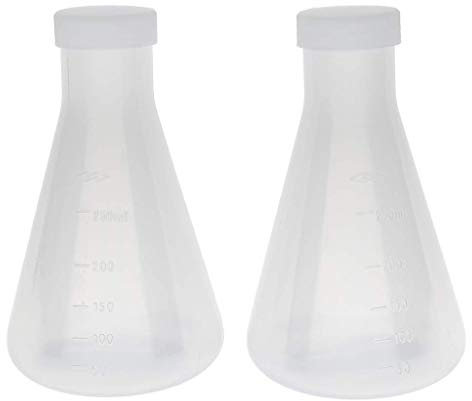 Gosera Laboratory Graduated Plastic Conical Flask, Measurable, Smooth Thick Wall, Two Bottles of 250Ml