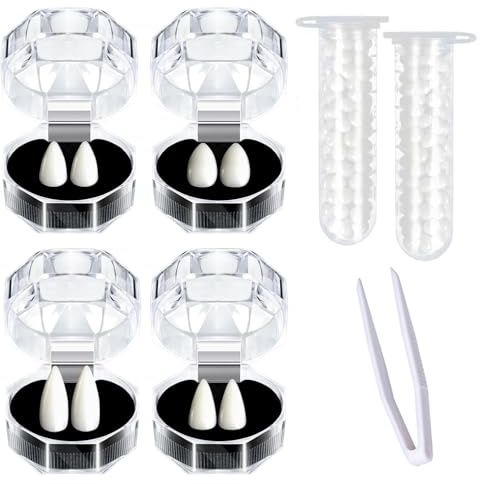 4 Pairs Halloween Vampir Zähne, 4 Größen Werwolf Zombie Zähne,Wiederverwendbar Vampir Fangs Kit mit 2 Pellets,Vampir Kostüm Accessoires für Halloween Horror Deko Cosplay Party Requisiten (A)