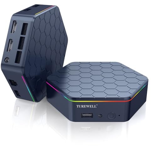 TUREWELL Mini PC, Intel Alder Lake N150 (fino a 3.6GHz, cache 6MB), 16GB DDR4 512GB M.2 SSD, Mini Computer Desktop Windows 11 Pro, USB 3.2/HDMI 2.0/WiFi 5/BT 4.2/Ethernet Gigabit per Business, Ufficio
