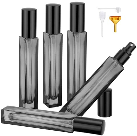 Segbeauty Parfüm Abfüller, 5 Stück Parfümzerstäuber 10ml, aus Glas, Nachfüllbar und Tragbare, für Date, Party, Arbeit, Reise Essentials (Schwarz)