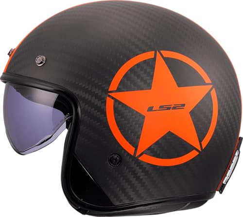 LS2, Jet Motorradhelm BOB II CARBON STAR Orange, XXL
