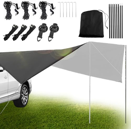 Auto Markise 280 x 380cm Auto Sonnensegel mit Zeltstange, Befestigungsgurt