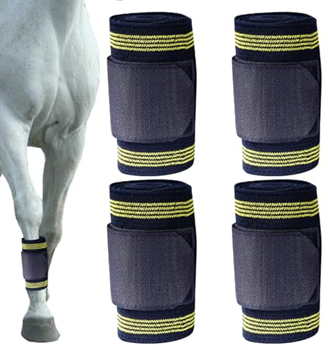 Genérico Bendaggi per , protezione elastica per equitazione, 4 rotoli di benda per , per addestramento veterinario, prevenzione di lesioni ai tendini, quartiglio, menù