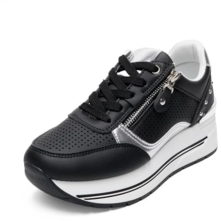 JOMIX Scarpe Donna Sneakers Lacci Zeppa con Zip Laterale Eleganti Antiscivolo Comode da Camminata WSC260025