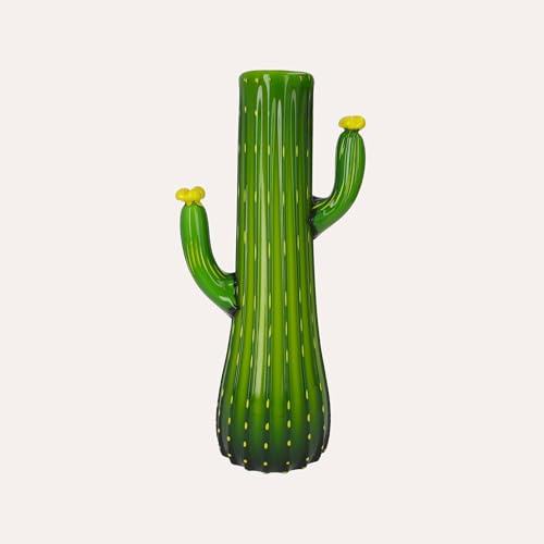 KEYHOME Dekofigur Kaktus aus Glas (19 x 11 x 37 cm) Grün
