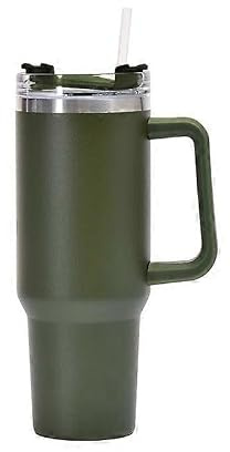 Personalised 40oz Stanley Tumbler with Handle & Straw, Dark Green
