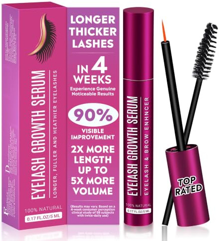 Wimpernserum Ohne Hormone, Lash Serum - Wimpernwachstumsserum, Natürliches Wimpernserum mit Augenbrauenbürste, für Pflege Gebrochene Wimpern, Schnelleres Wimpernwachstum (5 ml)