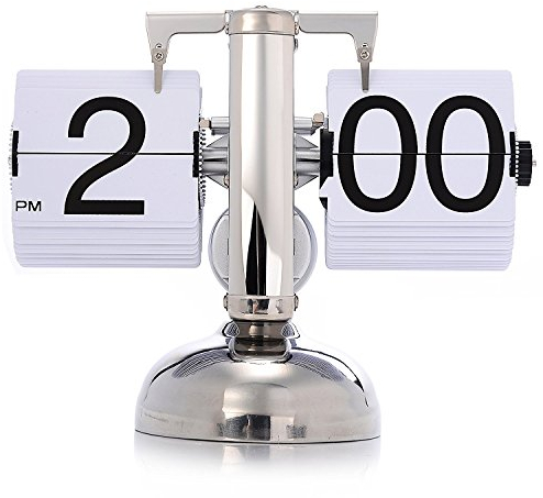 Aoonar Digitale Flip-Down-Uhr, Digital Retro Tischuhren Edelstahl Minimalistische Mechanische Auto Flip Clock, 16X21CM Schreibtischuhr Für Zuhause Wohnzimmer (Weiß)