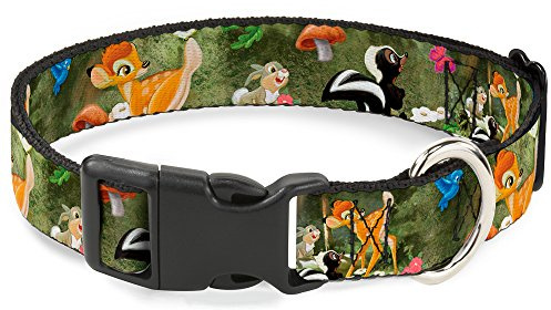 Disney Pet Collar, Dog Collar Plastic Buckle, Bambi Friends Scene, 8.5 to 12 Inches 0.5 Inch Wide