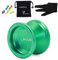 MAGICYOYO Profi Responsive JoJo für Kinder Erwachsene, Jojos für Anfänger Spielzeug, Magic Yoyo V6 Locus Metall Jo-Jo mit Yo-yo Sack, Handschuh, 5 Jo-jos Saiten, Grün
