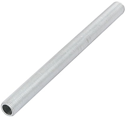 sourcing map Lampe Rohrnippel Hohllampen Reparieren Teil Hardware für Lampenleuchten Silberton Zinklegierung 150mm Länge M12 Gewinde