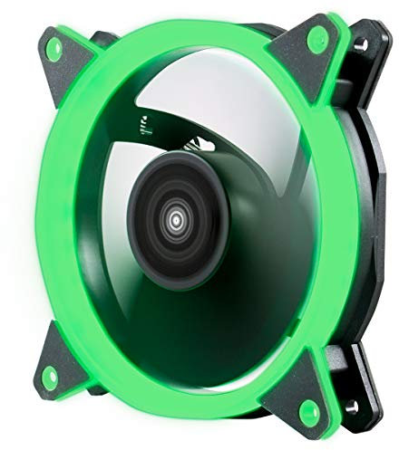 UNYKAch Ventilador Ordenador CANDY 20 RING LED Verde, 120 mm, Ultra Silencioso, con Soporte de Goma y 7 Aspas