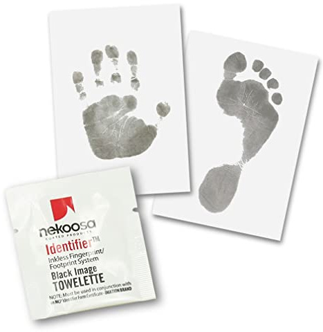 10 Magic Footprint Spezial Sets für Fußabdruck und Handabdruck von Neugeborenen, Babys und Kleinkindern bis hin zu Erwachsenen (10 x Wischtücher / 52 x Spezialpapier)