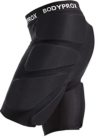 Bodyprox Gepolsterte Schutz-Shorts für Snowboards, Skate und Ski, 3D-Schutz für Hüfte, Po und Steißbein, Größe L, Schwarz