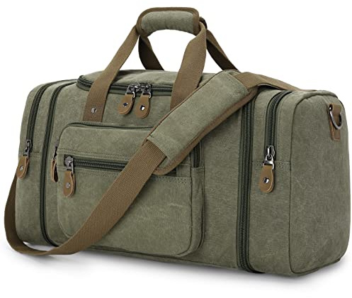 Gonex Canvas Duffle Bag, Expandable 60L Travel Overnight Weekender Bag