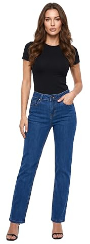 ESRA Jeans Damen Straight High Waist Stretch Jeanshose G200