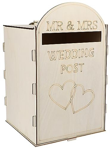 Amosfun Wedding Post Box Porta carte di nozze Ornamenti artigianali Forniture di nozze (con una chiave)
