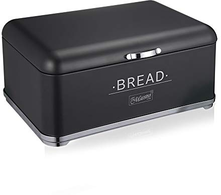 MAESTRO White and Black Steel Bread Bin