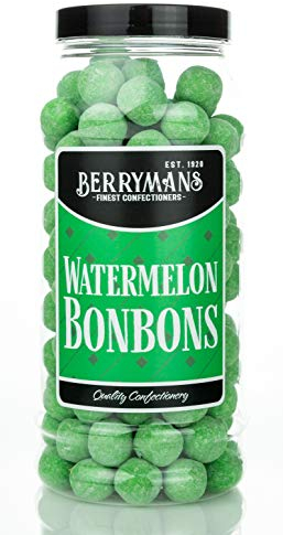 Original Watermelon BonBons Retro Sweets Gift Jar By Berrymans Sweet Shop (Bon Bons) - Classic Sweets, Traditional Taste.
