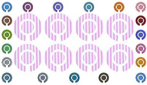 Acclaim Lawn Bowls Identification Stickers Markers 2 Full Sets of 4 Self Adhesive Striped (White/Pink)