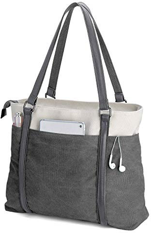 Women Laptop Tote Bag for Work Lightweight Splice Canvas 15.6 Inch Handbag Purse
