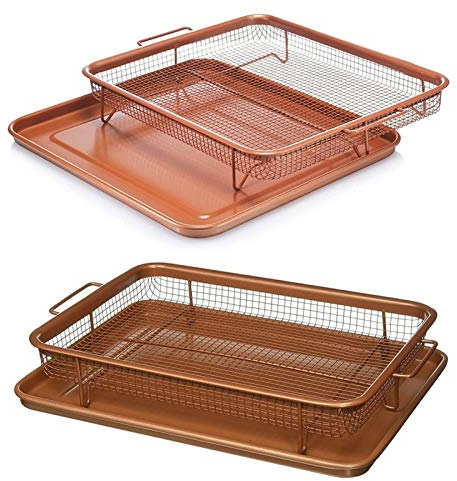 Perfectly Crisp, Less Fat, Nonstick Crisper Basket + Cookie Sheet Set for Oven, oberdome Plus, oberdome BBQ,