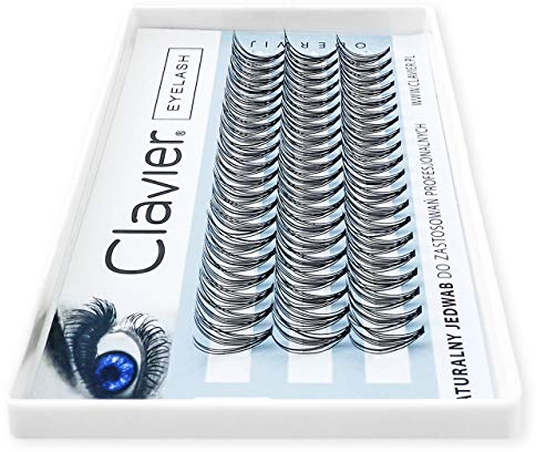 Clavier Artificial lashes in tufts C-Curl Classic | 10 real silk eyelash tufts | Different lengths from 8 to 15 mm | Natural looking, for a multidimensional effect