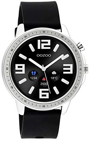 Oozoo - Smartwatch Unisex inkl. Silikonband 45mm | Blutdruck- und Blutsauerstoffmonitor | Fitnesstracker mit Herzfrequenzmesser | Wählbare Zifferblätter | Schlaftracker