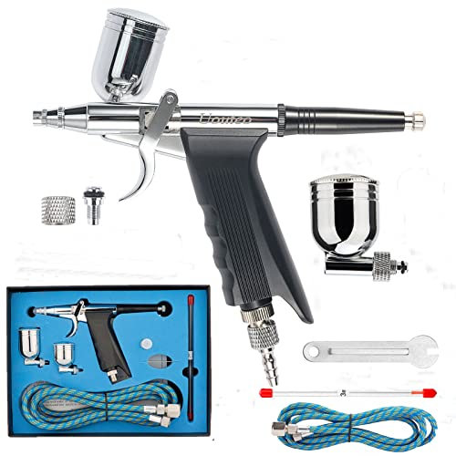 Youteo 166K Airbrush Trigger, Dual Action Airbrush Kit Spray Gun with 2pcs 0.3mm Needles,Nozzles, Air Hose for Tattoo Makeup Nail Art Hobby Painting