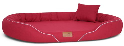 tierlando® Orthopädisches Hundebett Tiffany Couture XL XXL Elegantes Hundesofa für große Hunde, Waschbarer Bezug und Memory Foam Matratze, Meliertes Design | Größe: 145x105cm | Farbe: 04 Dunkelrot