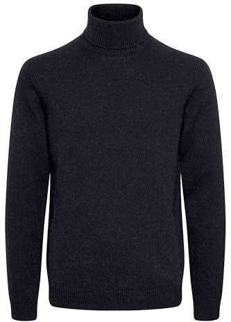 CASUAL FRIDAY CFKarl Herren Rollkragenpullover Strickpullover Feinstrick Pullover mit Rollkragen Rippbündchen Regular fit, Größe:S, Farbe:Anthracite Black (194007)