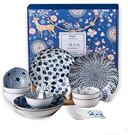 Japanese Chinese Ceramic Dinnerware Set Plates Bowls Tableware