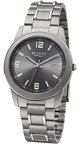 Regent Herren Analog Quarz Uhr mit Titan Armband 11090361