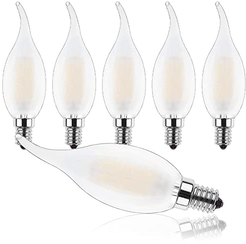 ProCrus E14 LED Kerze Vintage Lampe 4W Kerzenform für Kronleuchter,C35 Filament Kerzen LED Glühbirne,2700K Warmweiß Kerzenbirnen,4W Ersetzt 40W,400LM,Non Dimmbar,Matt,6er Pack