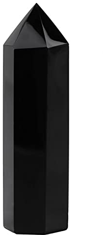 Obsidienne Noire Pierre Naturelle,Cristal Thérapeutique de Lithothérapie,Baguette Hexagonale Naturelle en Pierre de Cristal d'Obsidienne Noire Baguette en Pierre Baguette en Pierre Noire Pilier