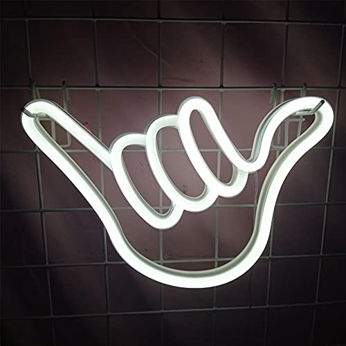 Neon Signs LED Lights Battery Powered or USB Operated Great Finger Shape Neon Signs for Wall Neon Wall Light for Bedroom, Christmas Wall Deco, Wedding Sign (White Light)