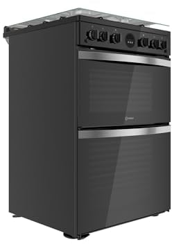 Indesit 60cm Double Oven Gas Cooker with Catalytic Liners - Black