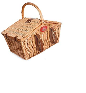 Picknick-Rucksack Bambus geflochtener Picknickkorb Tragbarer Isolierkorb for vier Personen, Haushalts-Picknick-Speicherplatzierungen mit Geschirr Reisecamping ( Color : Brown , Größe : 40*25*41cm )