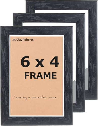 Clay Roberts Cadres photo 6 x 4, lot de 3, sur pied et montage mural, 10 x 15 cm, ensemble de cadres photo 6 x 4 (effet bois noir)