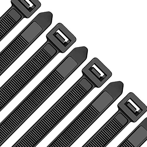 Oksdown 400 mm x 7,6 mm Collier de Serrage Plastique Noir Serre Câbles Longs Rilsan Ultra Solides Résistant aux UV Attache Câble Lot de 100 Pièces