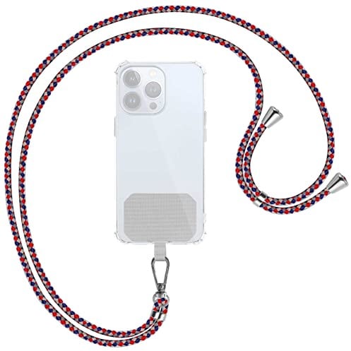 mtb more energy® Universal Handykette - Square Style - Metallteile Farbe Silber - kompatibel mit vielen Handyhüllen - Band Seil Kordel zum Umhängen
