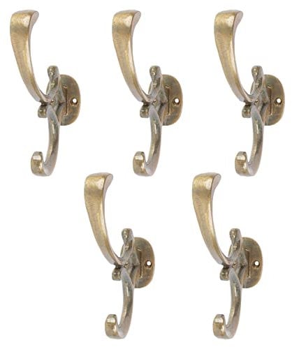 Hammer and Tongs - Ornamental Hat & Coat Hook - W30mm x H130mm - Brass - Pack of 5