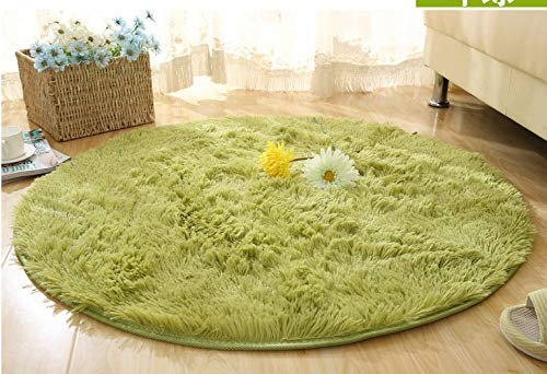 Badematte Runder Plüschteppich Schlafzimmer Nachttisch Wohnzimmer Badteppiche 100 cm Durchmesser Gras-Grün