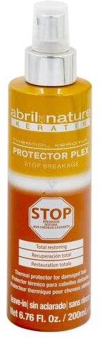 abril et nature - Hitzeschutz Plex, STOP Haarbruch - Ideal für trockenes und/oder geschädigtes Haar - Schützt das Haar vor Glätteisen und Föhnen - Mit reparierendem Keratin - 200 ml