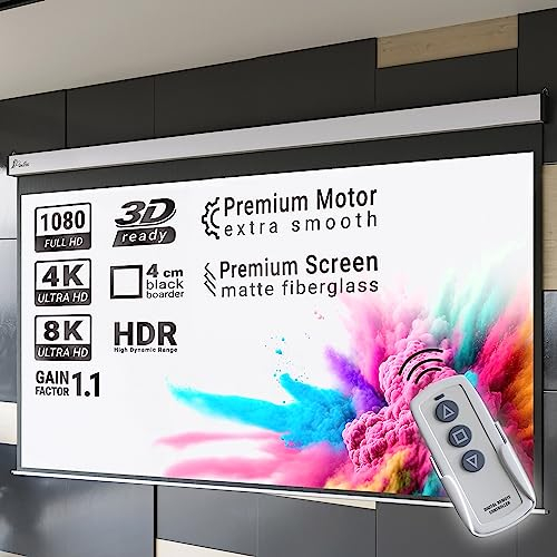 Pantera | Motor-Leinwand | 120 Zoll | 240 x 180 cm | 4:3 | Premium Rohrmotor | 4K/8K Ultra HDR 3D | Elektrische Beamer Leinwand | Projektions-Bildschirm | Projektor Leinwand | Knitterfest