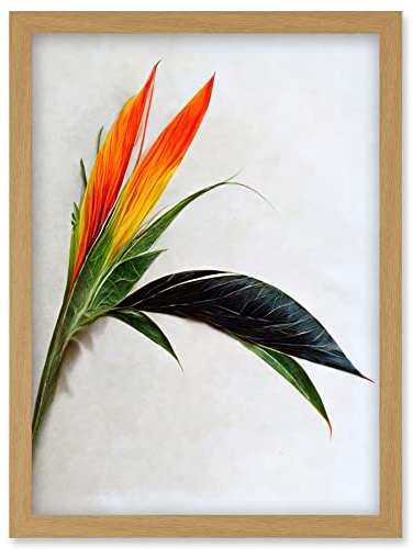 Wee Blue Coo Tropical Plant Bird of Paradise Flower Botanical Bloom Artwork Framed Wall Art Print A4
