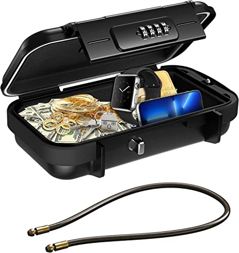 Ankilo Tragbarer Tresor, Sicherheitsbox mit Zahelncode,Wasserdicht Anti-Diebstahl Mini Tresor Zahlenschloss mit abnehmbarem Drahtseil Sicherheitssafe,Schlüsseltresor Schlüsselbox für Hause,Büro,Hotel